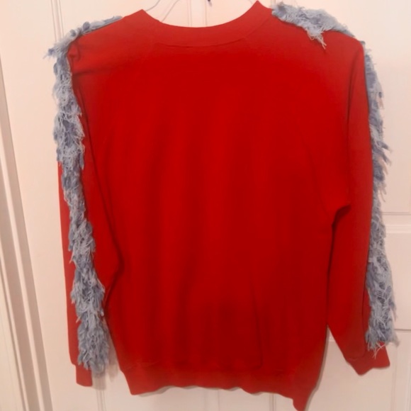Handmade detailed Denim fringed sweatshirt Boho Western - Picture 6 of 7